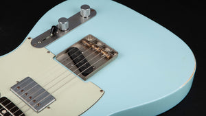 Smitty Guitars: T Style Sonic Blue with Mastergrade Roasted Flame Maple Neck