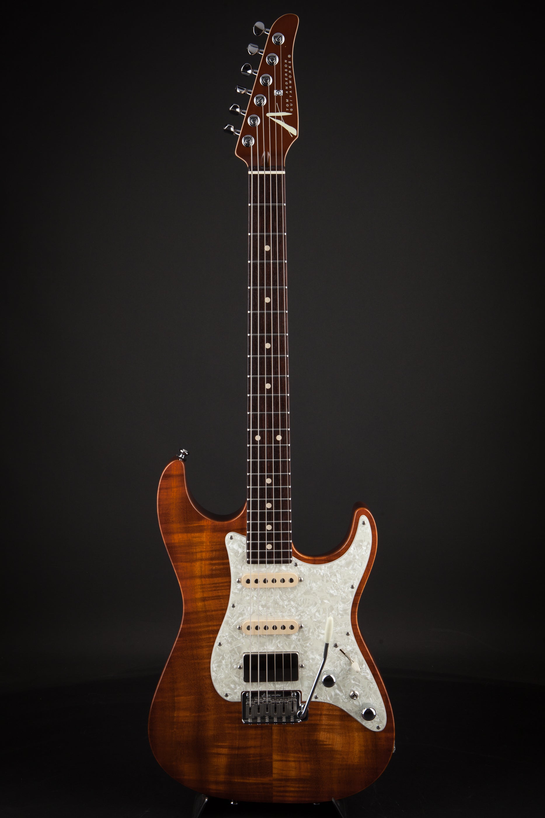 Tom Anderson: Hollow Drop Top Classic Koa Top - Honey Shaded Edge with Binding #08-31-11A