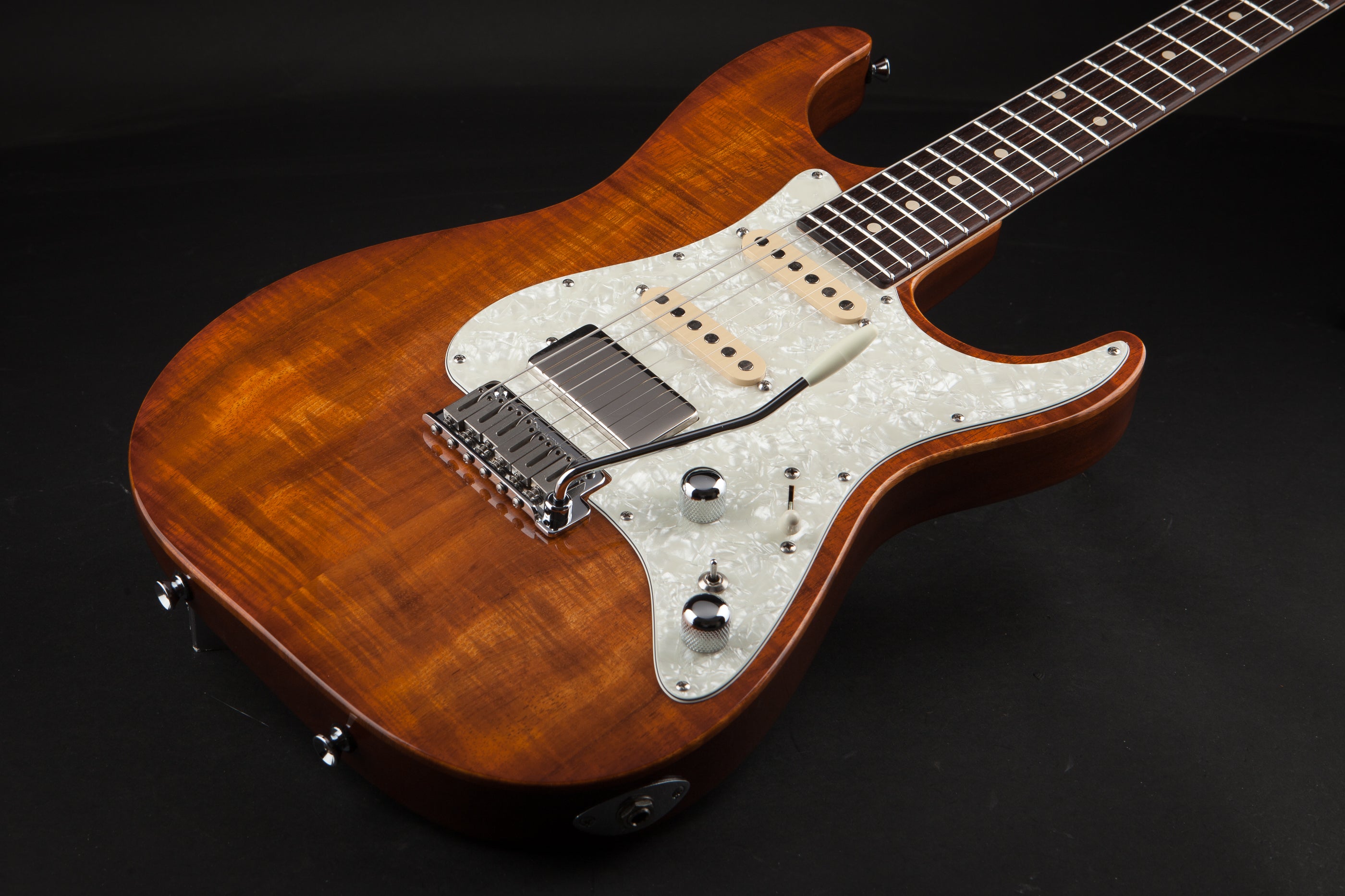 Tom Anderson: Hollow Drop Top Classic Koa Top - Honey Shaded Edge with Binding #08-31-11A