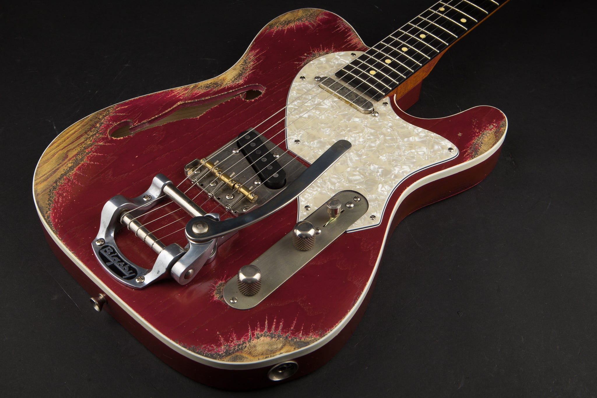 Palir Guitars Titan Thinline Candy Apple Red with Bigsby #124196