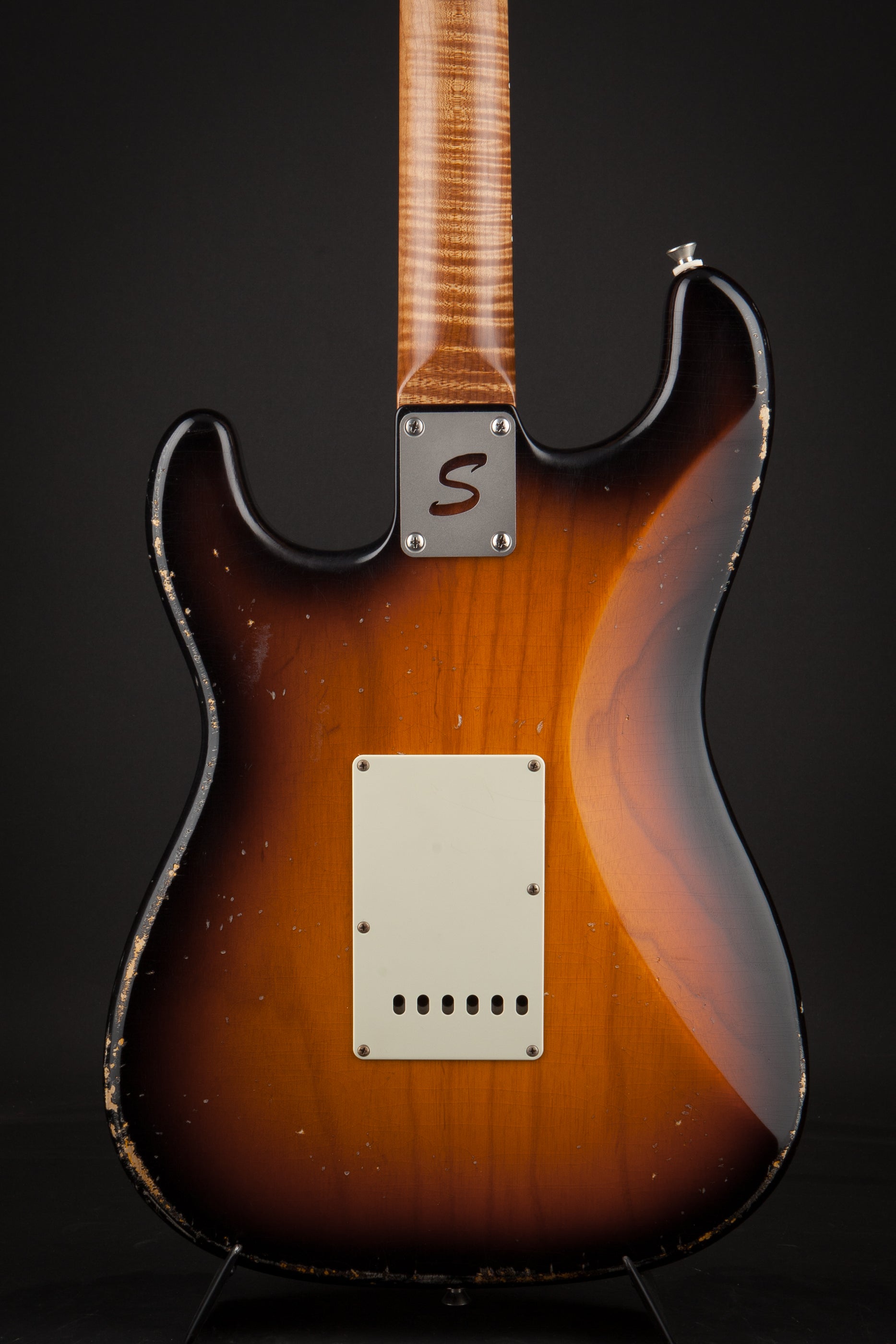 Smitty Guitars: Classic S Light Relic - 3-Tone Sunburst with Mastergrade Roasted Flame Maple Neck