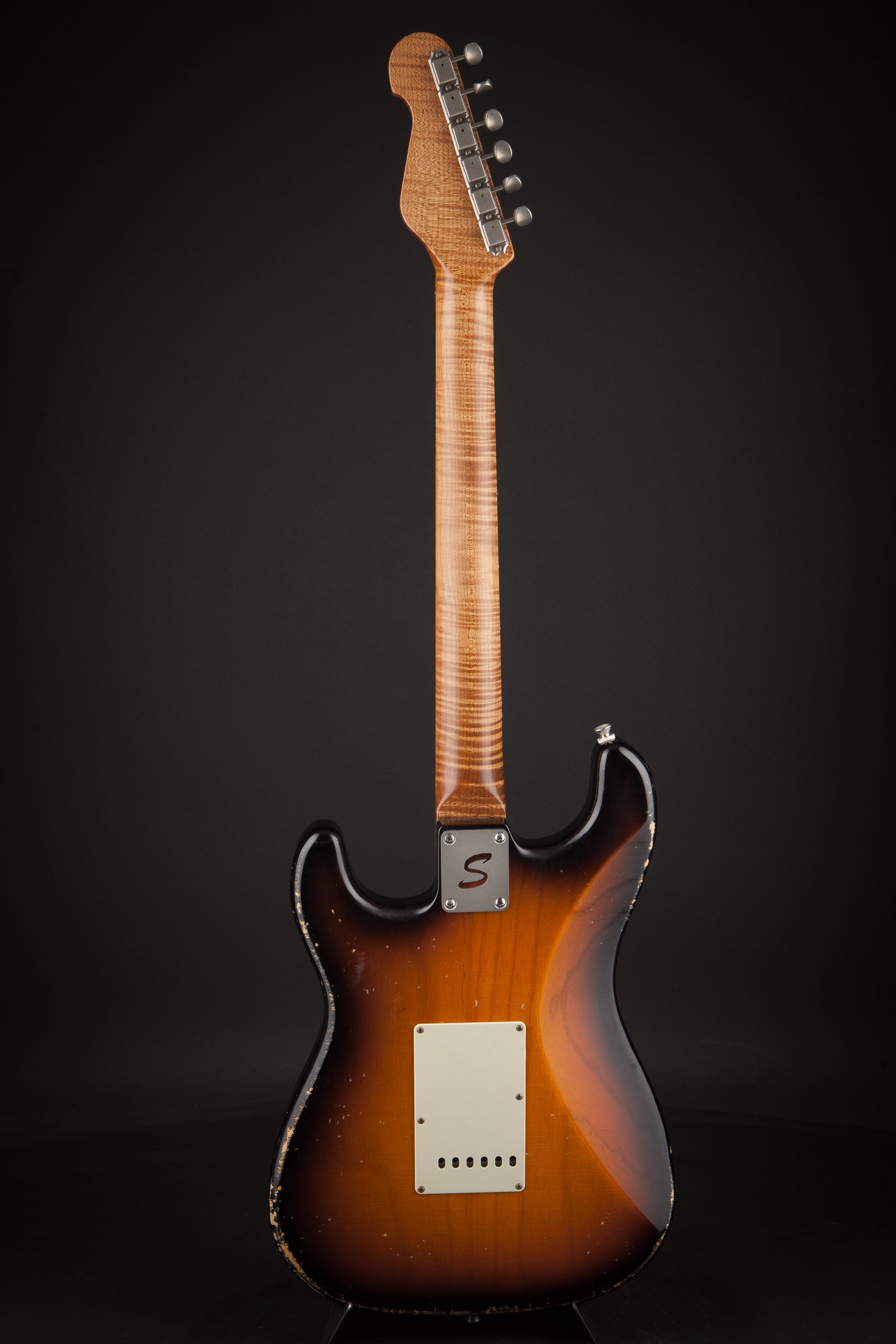 Smitty Guitars: Classic S Light Relic - 3-Tone Sunburst with Mastergrade Roasted Flame Maple Neck