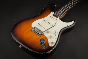 Smitty Guitars: Classic S Light Relic - 3-Tone Sunburst with Mastergrade Roasted Flame Maple Neck