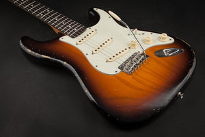 Smitty Guitars: Classic S Light Relic - 3-Tone Sunburst with Mastergrade Roasted Flame Maple Neck