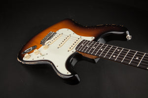 Smitty Guitars: Classic S Light Relic - 3-Tone Sunburst with Mastergrade Roasted Flame Maple Neck