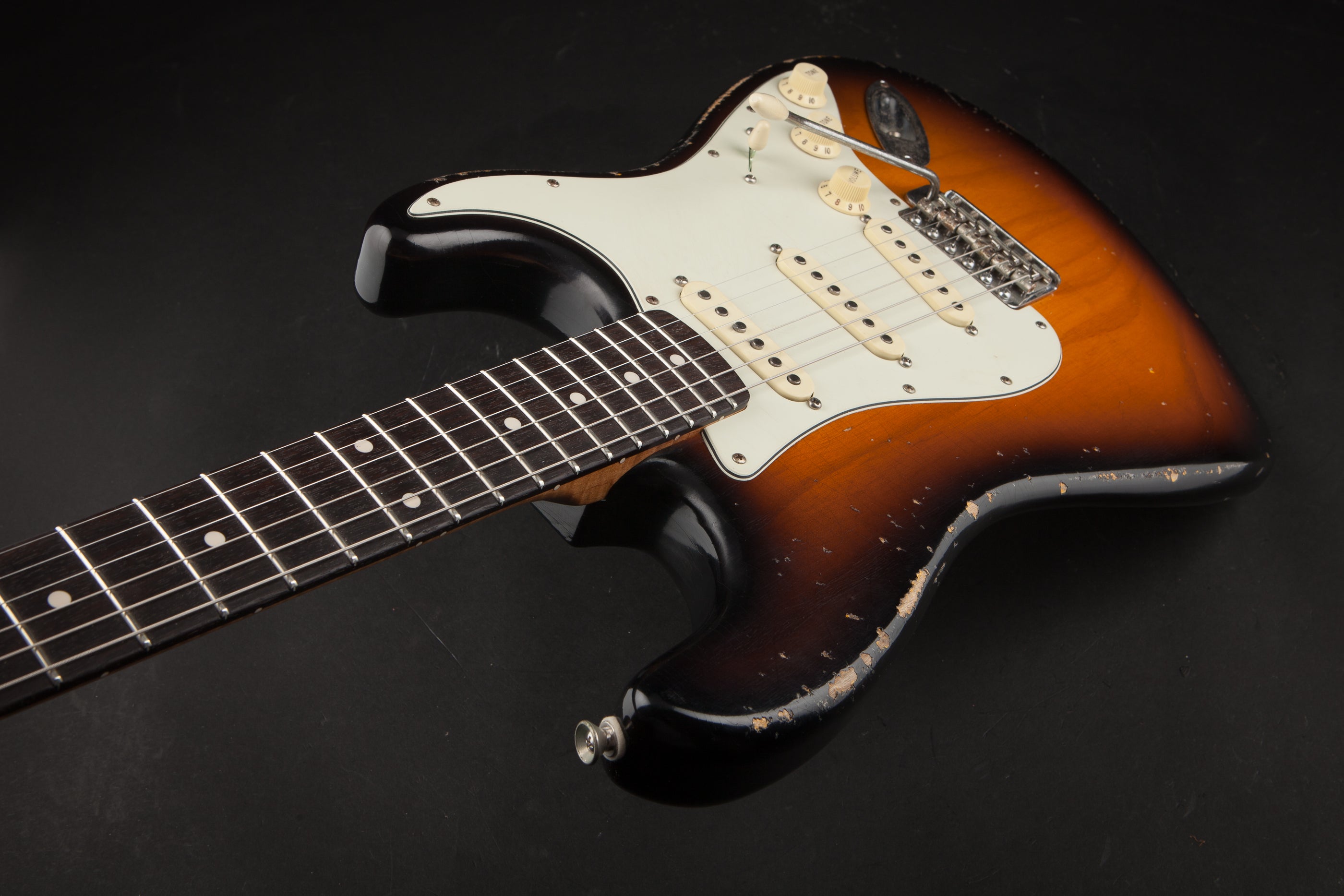 Smitty Guitars: Classic S Light Relic - 3-Tone Sunburst with Mastergrade Roasted Flame Maple Neck