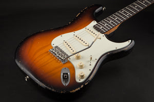 Smitty Guitars: Classic S Light Relic - 3-Tone Sunburst with Mastergrade Roasted Flame Maple Neck