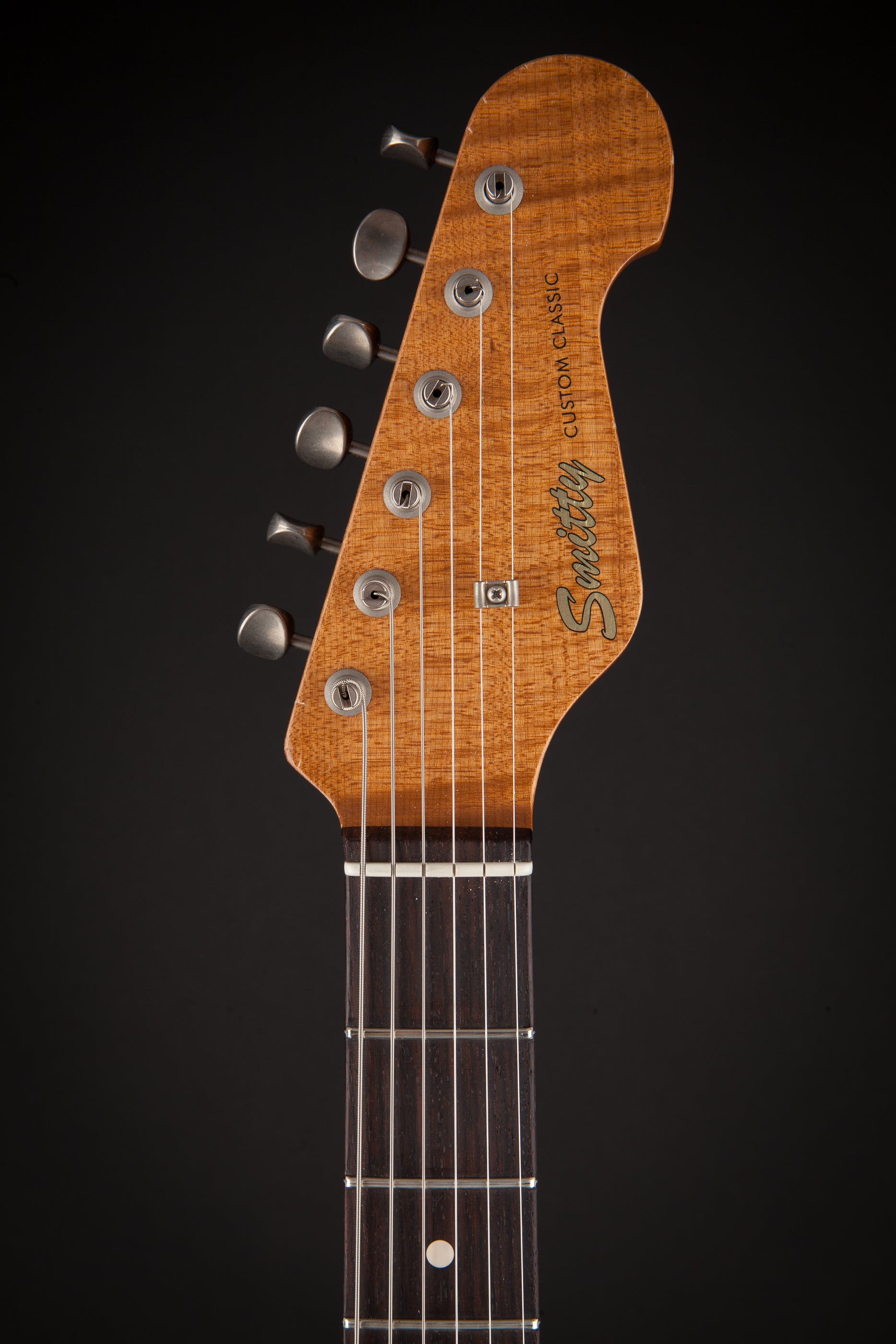 Smitty Guitars: Classic S Heavy Relic - 3-Tone Sunburst with 1 Piece Swamp Ash Body and Mastergrade Roasted Flame Maple Neck
