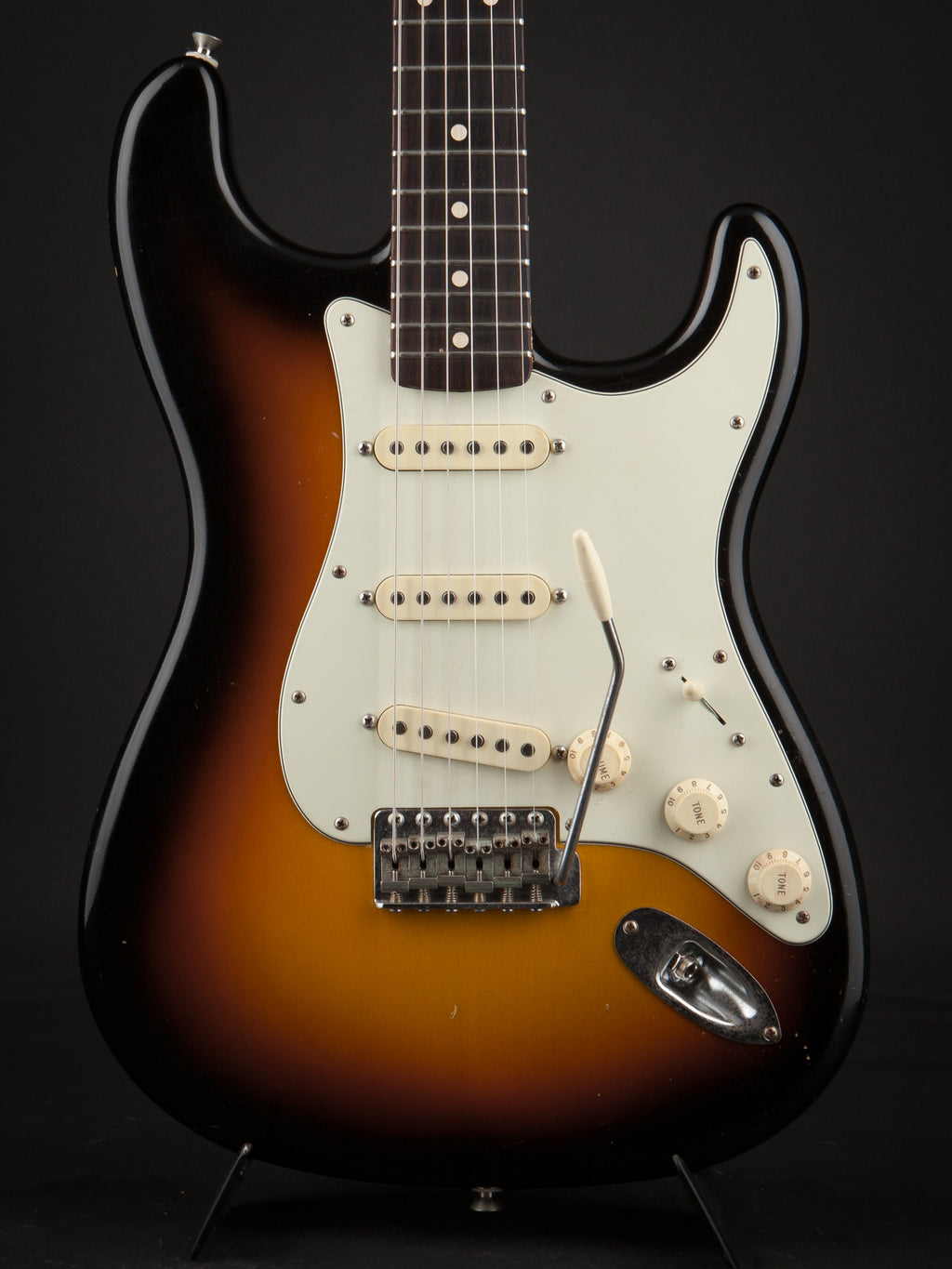 Smitty Guitars: Classic S Ultra Light Relic - 3-Tone Sunburst with Mastergrade Roasted Flame Maple Neck