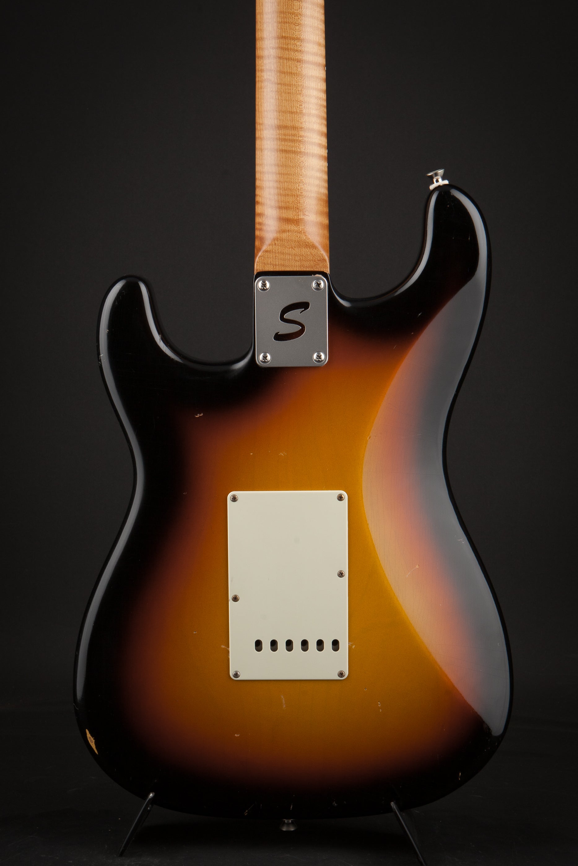 Smitty Guitars: Classic S Ultra Light Relic - 3-Tone Sunburst with Mastergrade Roasted Flame Maple Neck