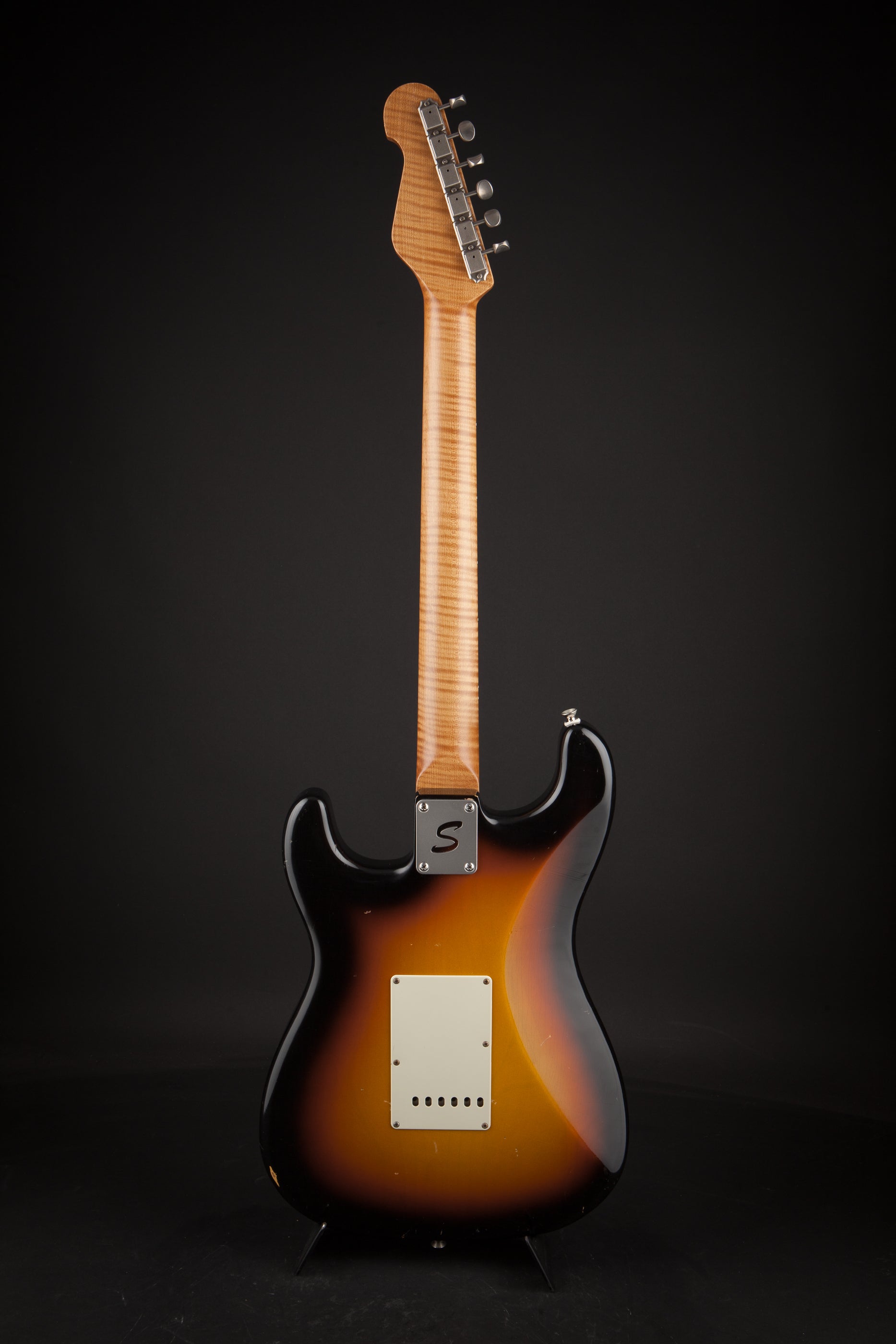 Smitty Guitars: Classic S Ultra Light Relic - 3-Tone Sunburst with Mastergrade Roasted Flame Maple Neck