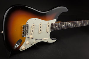 Smitty Guitars: Classic S Ultra Light Relic - 3-Tone Sunburst with Mastergrade Roasted Flame Maple Neck