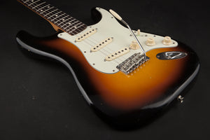 Smitty Guitars: Classic S Ultra Light Relic - 3-Tone Sunburst with Mastergrade Roasted Flame Maple Neck