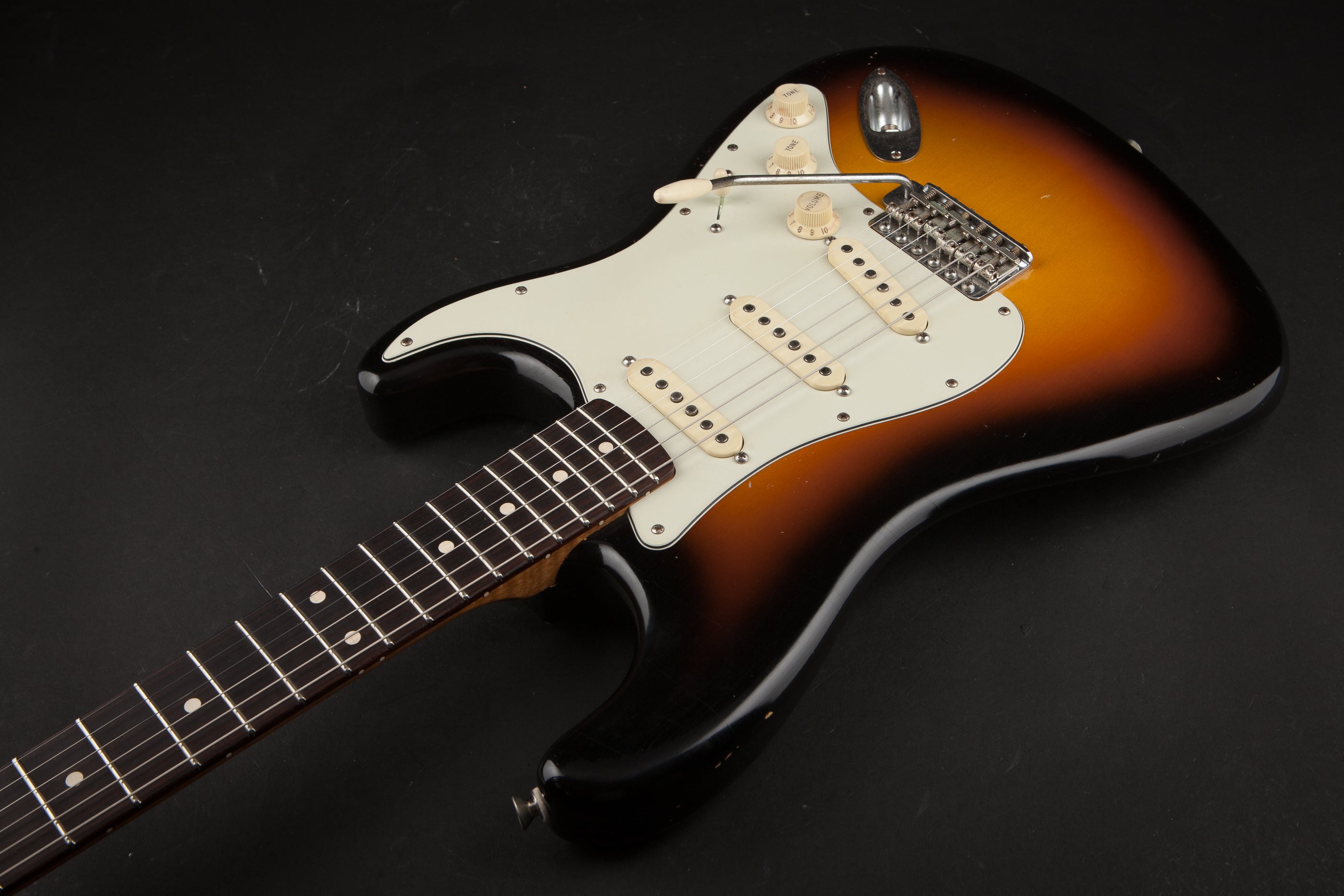 Smitty Guitars: Classic S Ultra Light Relic - 3-Tone Sunburst with Mastergrade Roasted Flame Maple Neck