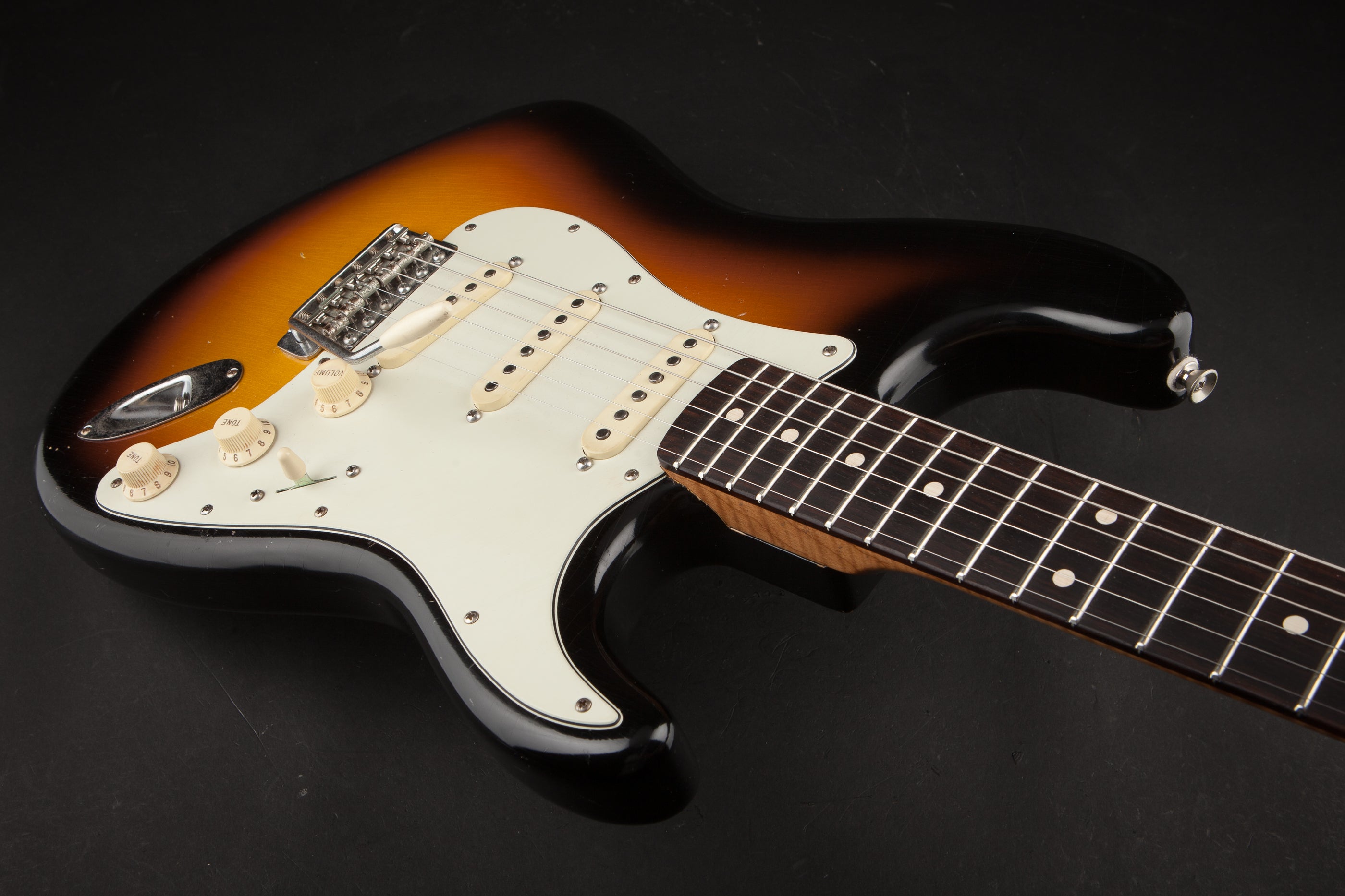 Smitty Guitars: Classic S Ultra Light Relic - 3-Tone Sunburst with Mastergrade Roasted Flame Maple Neck