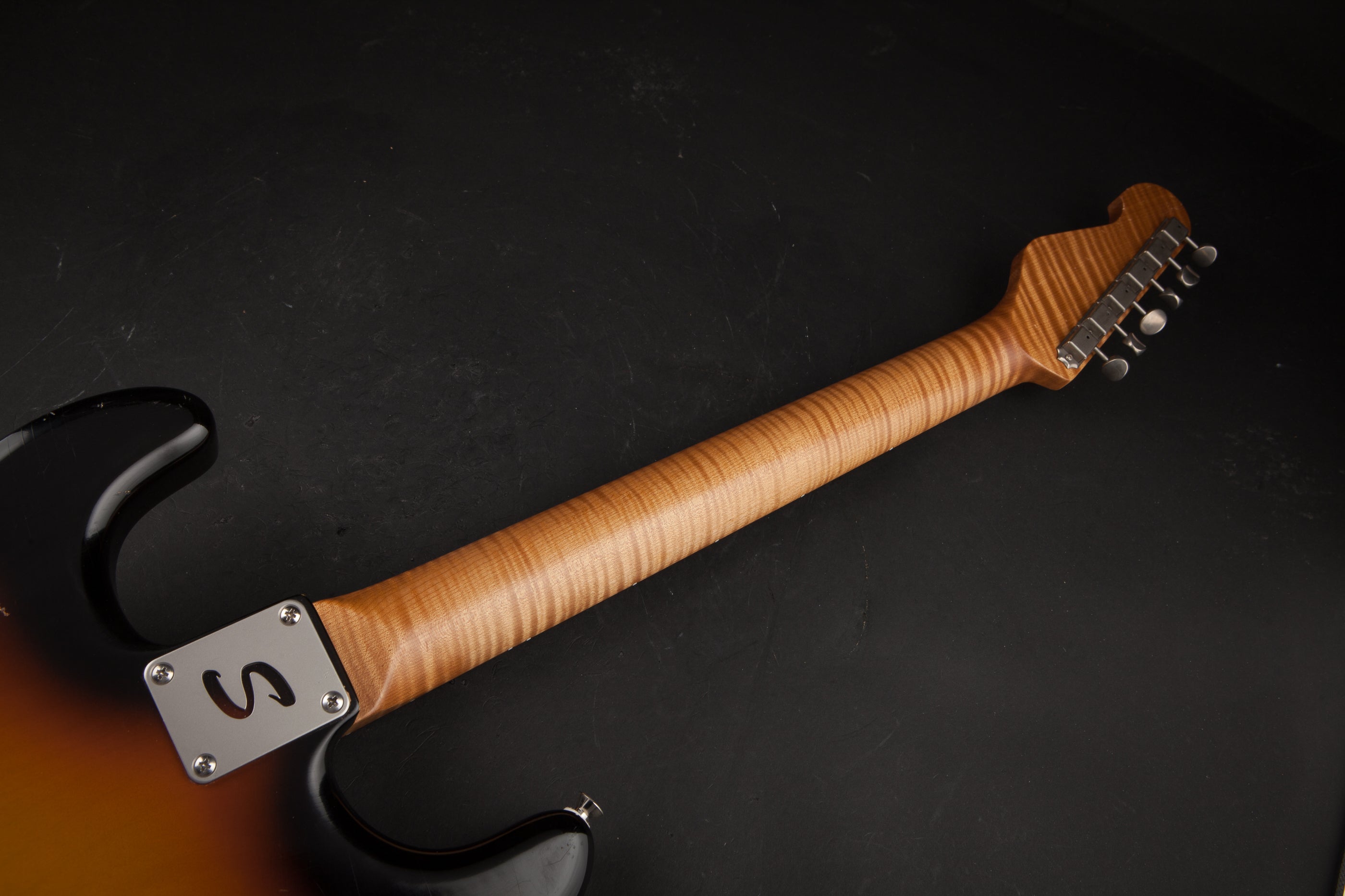 Smitty Guitars: Classic S Ultra Light Relic - 3-Tone Sunburst with Mastergrade Roasted Flame Maple Neck