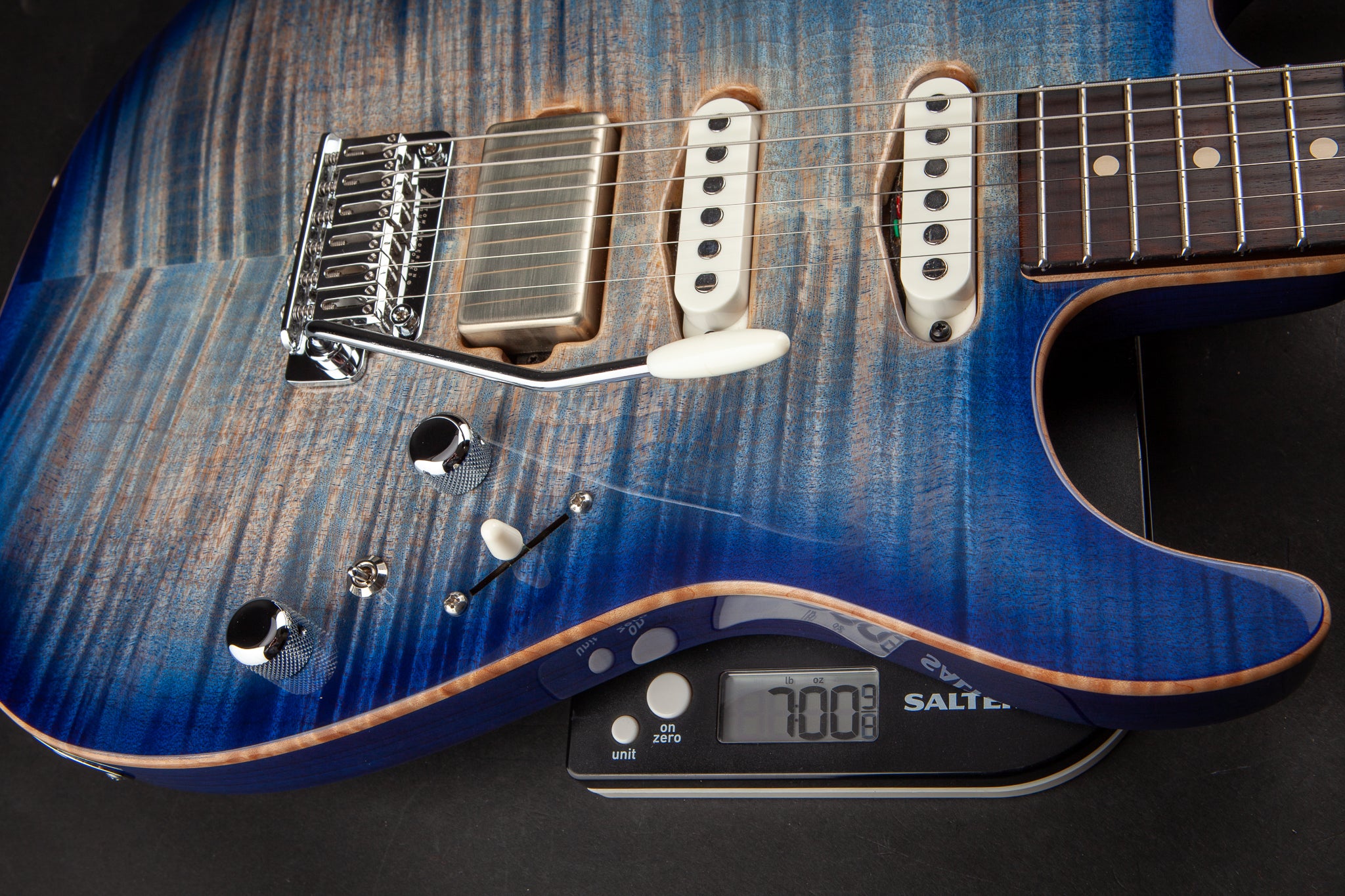Tom Anderson: Drop Top with Hand Selected Top - Natural Jack's Blue Burst with Binding #11-05-18A