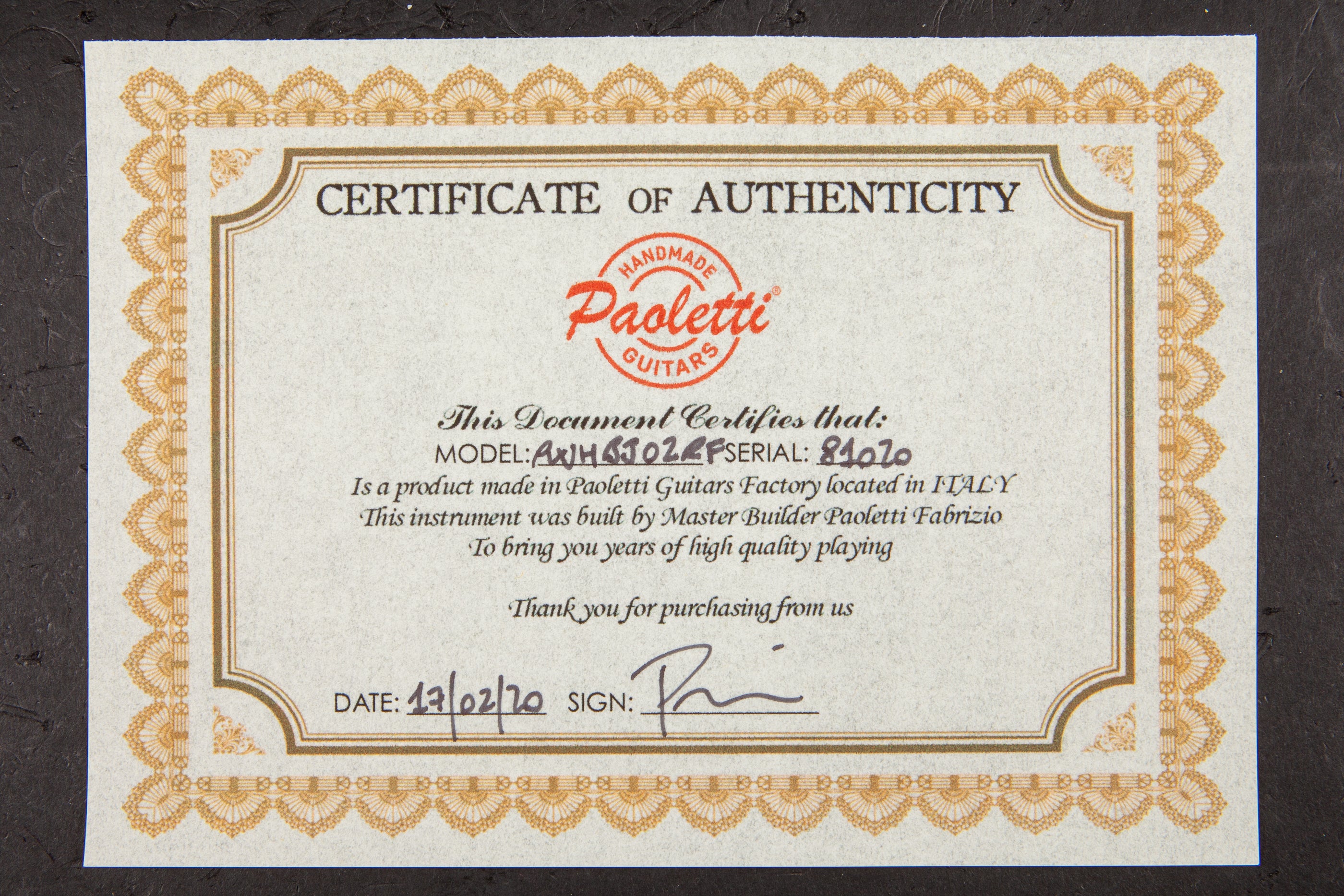 Paoletti: Jr Leather - Richard Fortus Signature #2 #81020