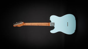 Smitty Guitars: T Style Sonic Blue with Mastergrade Roasted Flame Maple Neck