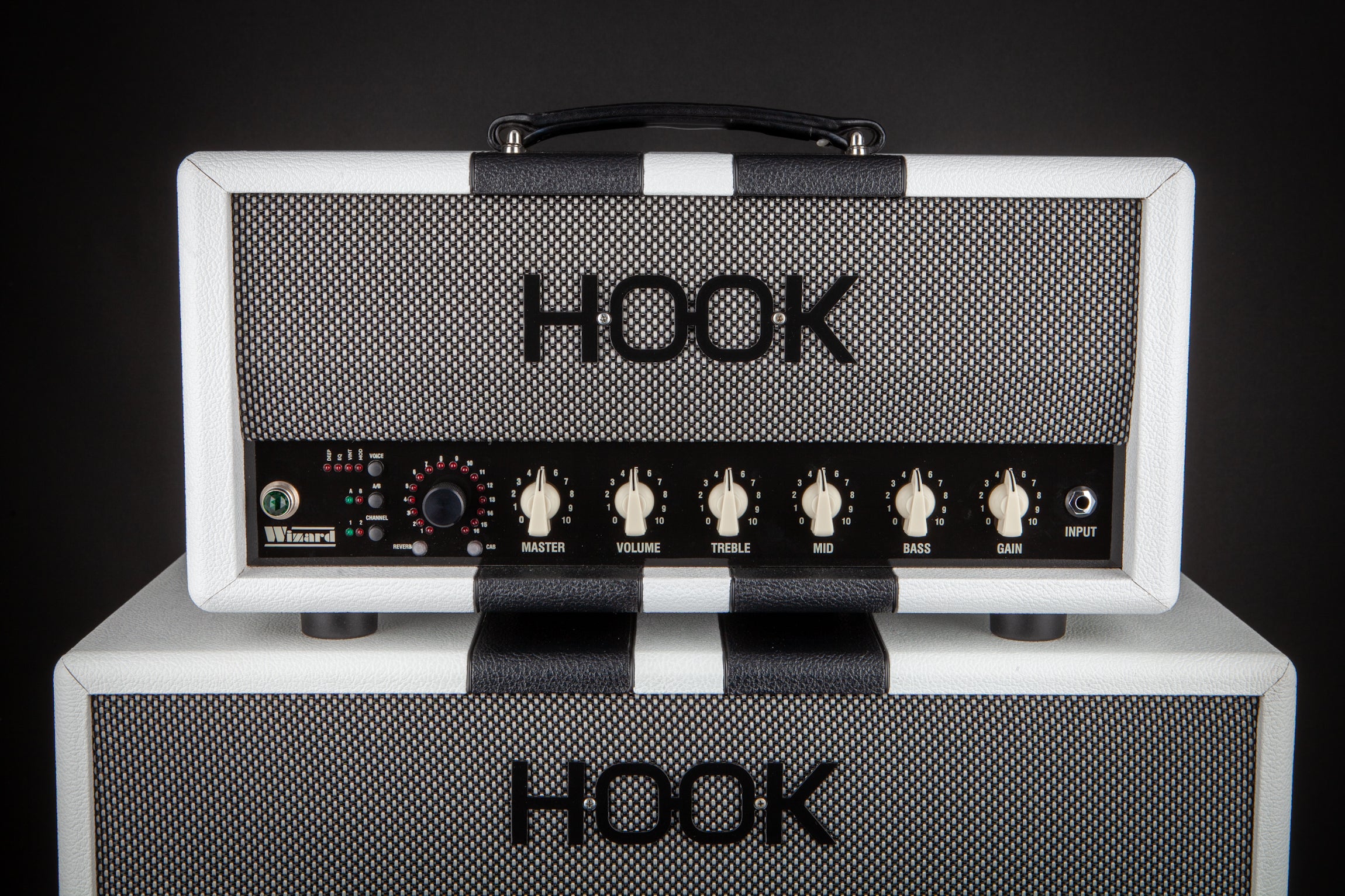 Hook Wizard 45w Vale Head and 1X12 Cab - White With Black Stripes