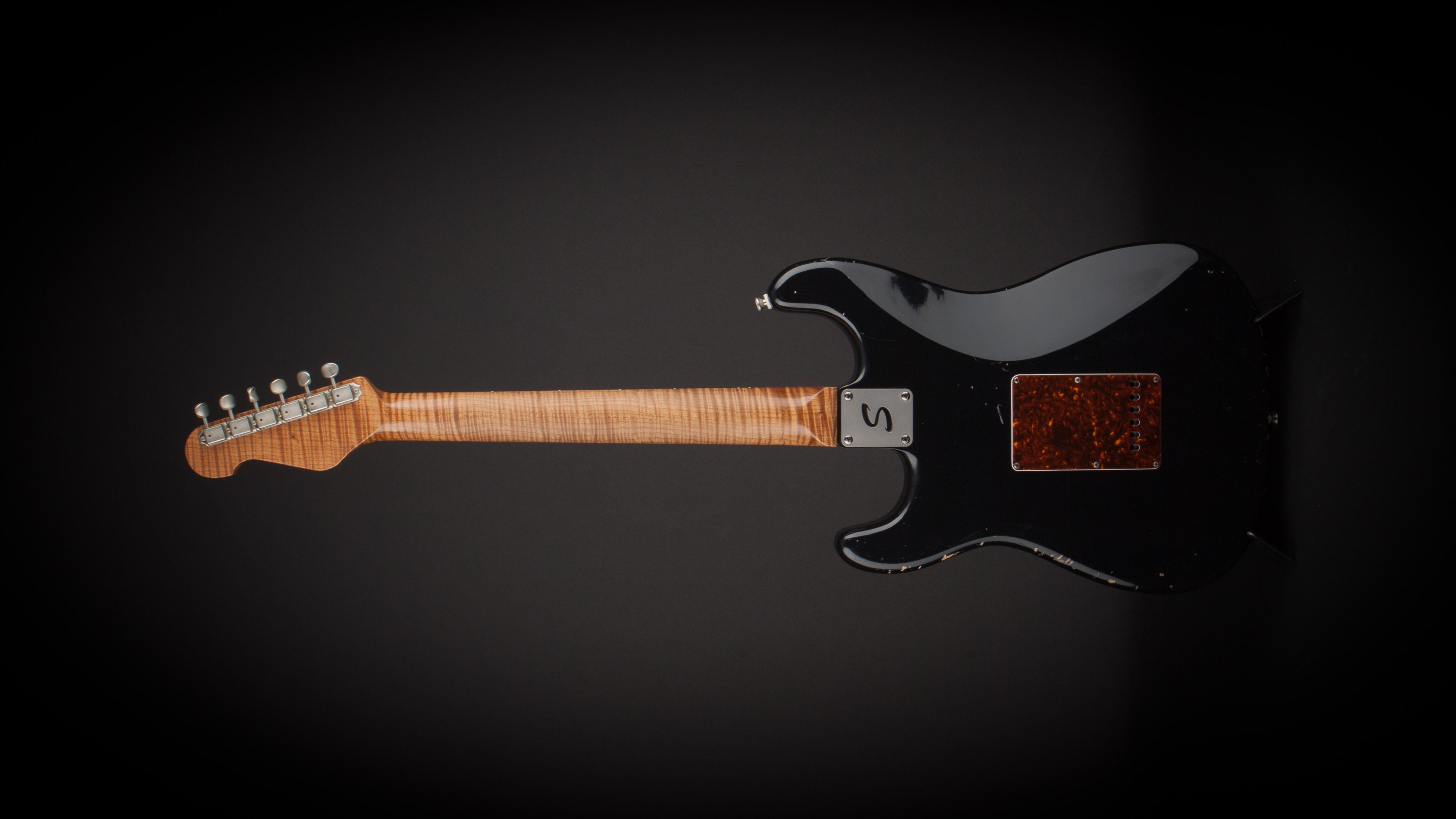 Smitty Guitars 60's S Style Black with Mastergrade Roasted Flame Maple Neck