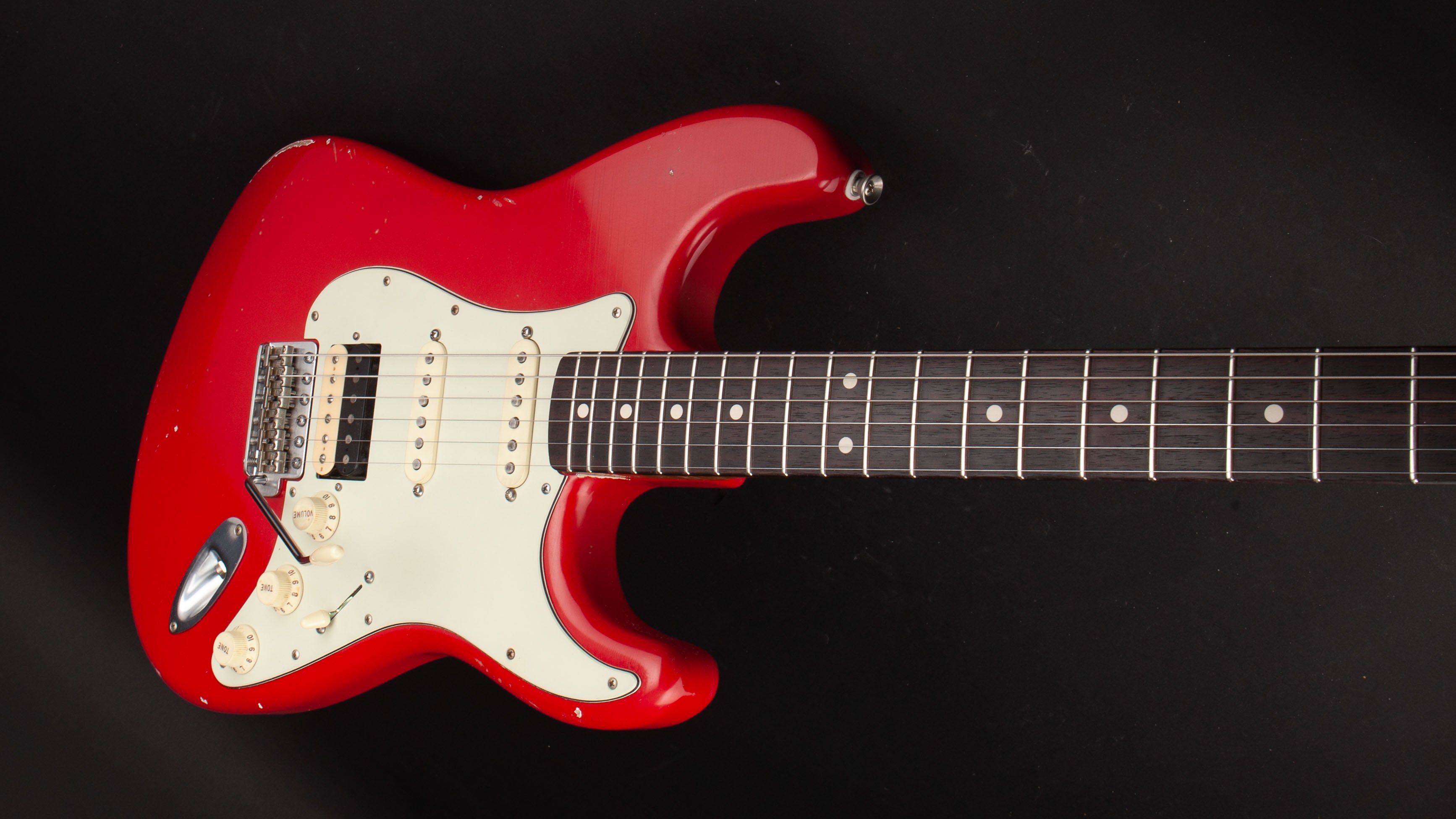 Smitty Guitars: 60's Classic S Dakota Red with Mastergrade Roasted Flame Maple Neck